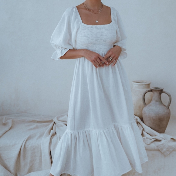 White linen dress Size Small - Picture 1 of 8